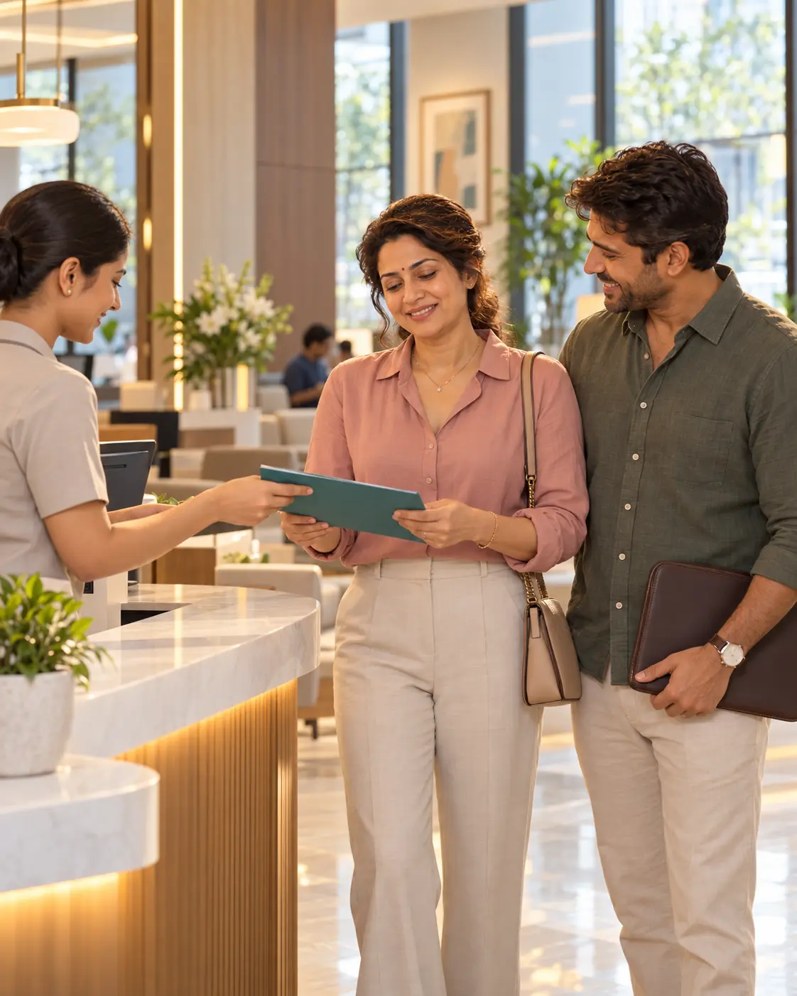 An Indian couple organising family medical reports at home