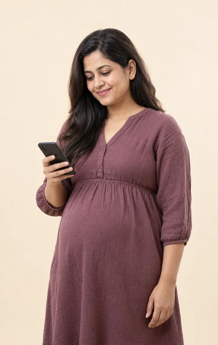 Pregnant woman following her pregnancy dates