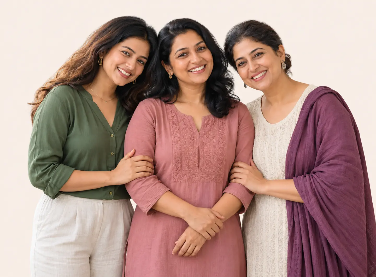 Three Indian women of different generations standing together